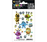 HERMA 15194 Lot de 10 tatouages temporaires monstres autocollants avec motif monstre, autocollants pour anniversaire, carnaval, enfants, adultes