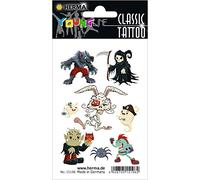 HERMA 15196 - Lot de 8 tatouages temporaires zombie - Autocollants à coller - Faux tatouages avec motif monstre loup-garou - Pour anniversaire, carnaval, enfants et adultes