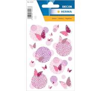 HERMA 15227 Lot de 26 autocollants en papier pour enfants, motif fleurs de papillon (26 autocollants, papier avec gaufrage argenté), autocollants permanents, étiquettes à motif pour filles et garçons,