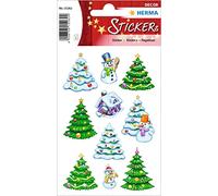 HERMA 15262 Lot de 30 autocollants de Noël, motif forêt d'hiver (30 autocollants, papier, mat), décoration de Noël, étiquettes permanentes pour Noël, cadeaux, bricolage, calendrier de l'Avent,
