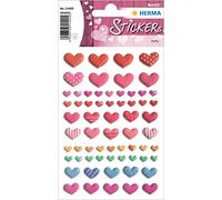 HERMA 15409 Lot de 64 Autocollants en Forme de Cœur Multicolores 3D pour Saint-Valentin, Amour, Mariage, Anniversaire, Scrapbooking, Décoration, Cadeau, Lettres