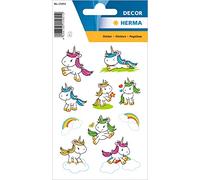 HERMA 15451 Autocollants animaux amusants pour enfants, bébé licorne (20 autocollants, papier, pailletés) autocollants permanents motif étiquettes pour filles et garçons, multicolores