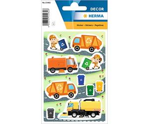 HERMA 15482 Sticker Enfant Müllmann (30 Stickers Papier Mat) Autocollant Permanent Motif Étiquettes pour Fille et Garçon Multicolore