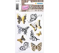 HERMA 15561 Lot de 9 autocollants décoratifs papillons dorés et argentés pour enfants, filles, garçons, mariages, anniversaires, cadeaux