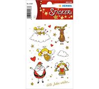 HERMA 15587 Lot de 30 autocollants de Noël, petit ange Adele (papier pailleté), décoration de Noël, étiquettes permanentes pour Noël, cadeaux, travaux manuels, calendrier de l'Avent, multicolore
