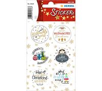 HERMA 15628 Lot de 12 autocollants en papier pailleté pour Noël, cadeaux, travaux manuels, calendrier de l'Avent Multicolore