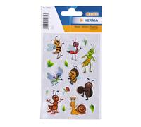 HERMA 15665 Lot de 15 petits autocollants avec motif insectes, animaux avec abeille, fourmi, escargots, papillon, sauterelle, étiquettes pour enfants pour album photo, journal, scrapbooking