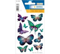 HERMA 15666 Lot de 11 autocollants papillons à paillettes - Bleu violet vert - Pour album photo, journal intime, album de poésie, scrapbooking, décoration lettres, bricolage