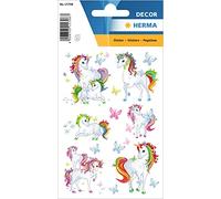 HERMA 15708 Lot de 51 autocollants licorne petits et grands animaux avec motif licornes papillons, étiquettes pour enfants pour album photo, journal intime, album de poésie, scrapbooking,