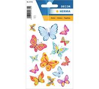 HERMA 15732 Autocollants animaux pour enfants, motif papillon avec paillettes fines (28 autocollants, papier, paillettes) autocollants permanents pour filles et garçons, multicolore