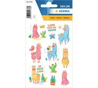 HERMA 15736 Autocollants amusants animaux pour enfants Lama - No drama (24 autocollants, papier, pailleté) autocollants permanents Motif étoiles pour filles et garçons Multicolore