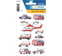 HERMA 15739 Lot de 36 petits autocollants pour voiture avec lumière bleue pour voiture de secours, pompiers, hélicoptères, voitures de police, étiquettes pour album photo, journal intime,