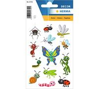 HERMA 15742 Lot de 39 autocollants insectes, petits animaux, avec araignée, libellule, chenille, escargot, coccinelle, ver, mouche, motif pour enfants, pour album photo, journal, scrapbooking,
