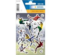 HERMA 15745 Lot de 36 autocollants à paillettes de football, petits, grands, autocollants de sport avec motif football, étiquettes pour enfants pour album photo, journal intime, album de poésie,