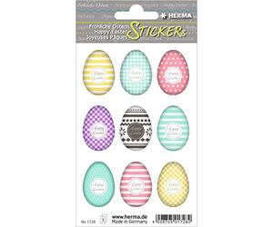 HERMA 1728 Lot de 27 autocollants de Pâques « Set d'œufs colorés » pour enfants - Pour la décoration de Pâques, le bricolage ou comme cadeau