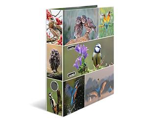 HERMA 19254 Classeur à levier en carton solide avec motif animaux et oiseaux Format A4 7 cm de large