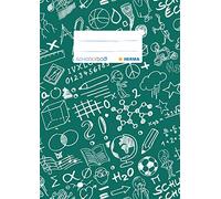 HERMA 19417 Protège-cahier A5, vert Schoolydoo, avec étiquette d'identification, en film polypropylène résistant et facile à nettoyer, protège-cahiers d'école, couleur
