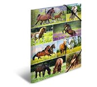 HERMA 19452 Classeur A3 Animal Worlds Horse Meadow pour enfant en carton avec impression intérieure et bande élastique