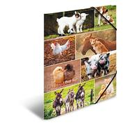 HERMA 19454 Classeur DIN A3 animaux de la ferme en carton solide avec impression intérieure complète et élastique pour enfants, garçons et filles