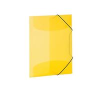 HERMA 19502 Lot de 3 porte-documents DIN A4 Jaune translucide En plastique solide Lavable Résistant Avec rabats intérieurs et élastique Pour enfants garçons et filles