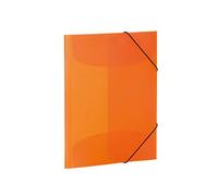 HERMA 19503 Lot de 3 porte-documents A4 en plastique pour enfants avec rabats intérieurs et élastique Orange translucide