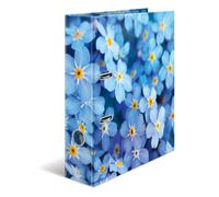 HERMA 19557 Ordner A4 Blumen Blue Flowers, 7 cm breit, stabiler Karton, farbiger