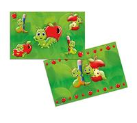 Herma - 19648 - Sous-main pour enfant - En carton robuste - Motif jungle - 55 x 35 cm - Antidérapant, facile à nettoyer - Avec motif Fritz le ver imprimé en recto et verso