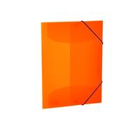 HERMA 19656 Porte-documents A4 Orange fluo translucide en plastique robuste, lavable et résistant, avec rabats intérieurs et bande élastique, pour enfants, garçons et filles