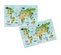 Herma - 19667 - Sous-main pour enfant - En carton robuste - 55 x 35 cm - Antidérapant, facile à nettoyer - Avec motif carte du monde imprimé en recto et verso