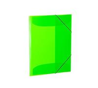 HERMA 19699 Classeur A3 transparent vert fluo pour enfant avec rabats intérieurs et élastique en plastique robuste pour garçons et filles