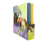 HERMA 19718 Porte-revues A4 avec motif chevaux, 7,5 cm de large, pliable, en carton robuste, fin pour filles et garçons, fichier debout pour ranger des documents, des dossiers