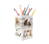 HERMA 19733 Pot à crayons rectangulaire pliable en carton solide pour filles et garçons Motif chats Pot à crayons rectangulaire pour crayons de couleur, marqueurs, crayons et pinceaux de maquillage
