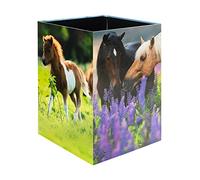 HERMA 19741 - Corbeille à papier rectangulaire pliable en carton robuste pour filles et garçons, pour chambre d'enfant, chambre à coucher, bureau, 15 l, Chevaux