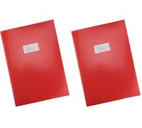 HERMA 19748 Protège-cahiers, format A4, en carton rouge, avec champ d'inscription, en papier solide et extra fort, protège-cahiers d'école, couleur (Lot de 2)