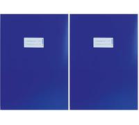 HERMA 19751 Protège-cahiers, format A4, en carton bleu, avec champ d'inscription, en papier solide et extra fort, protège-cahiers d'école, couleur (Lot de 2)