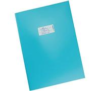HERMA 19755 Protège-cahiers, format A4, en carton turquoise, avec champ d'inscription, en papier solide et extra fort, protège-cahiers d'école, couleur