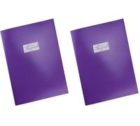 HERMA 19756 Protège-cahiers, format A4, en carton violet, avec champ d'inscription, en papier solide et extra résistant, protège-cahiers d'école, couleur (Lot de 2)