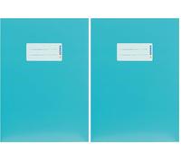 HERMA 19769 Protège-cahiers, format A5, en carton turquoise, avec champ d'inscription, en papier solide et extra fort, protège-cahiers d'école, couleur (Lot de 2)