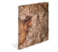 HERMA 19790 Lot de 3 classeurs DIN A3 Nature Wood, carton solide, avec finition tactile, impression intérieure complète et élastique, porte-documents pour enfants, garçons et filles