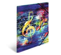 Herma 19858 ArtLine Music Porte-documents DIN A3 en plastique solide avec rabats intérieurs imprimés, élastique à serrer, 1 porte-documents pour enfants