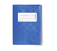 HERMA 19897 - Lot de 10 housses pour cahiers scolaires, bleu - DIN A6 - Couverture verticale avec étiquette de nom, effet raphia, en film polypropylène résistant et lavable