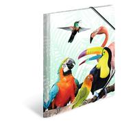 Herma 19959 Porte-documents DIN A4 animaux exotiques clique tropicaux en plastique solide avec rabats intérieurs imprimés, reliure élastique, 1 porte-documents pour enfants