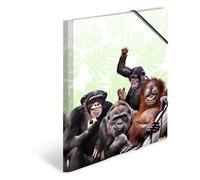 Herma 19969 Classeur DIN A3 animaux exotiques bande de singes en plastique solide avec rabats intérieurs imprimés, reliure élastique, 1 porte-documents pour enfants
