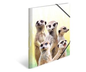 Herma 19971 Porte-documents DIN A3 Motif poupée de suricate en plastique solide avec rabats intérieurs imprimés, reliure élastique, reliure à rabat, 1 porte-documents pour enfants