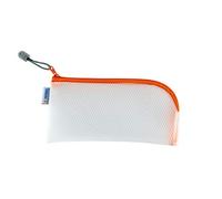 HERMA 20006 Pochette zippée étui de voyage (23 x 11 cm) petite pochette transparente à fermeture zip pour portable, câble de chargement, produits cosmétiques, crayons, trousse de toilette, orange