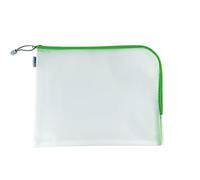 HERMA 20015 Pochette à documents A4 avec fermeture éclair (36 x 28 cm) grande pochette transparente à fermeture zip pour documents, dossiers, jouets, sac de rangement, vert