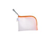 Herma 20028 - Trousse de Voyage à Fermeture éclair - Format A6 - Transparent - Orange - Petite Poche Transparente - avec Fermeture éclair - pour la Toilette - pour téléphone Portable, câbles de