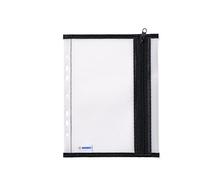 Herma Pochette classeur A5 20029 – transparente, poche perforée zippée, fermeture éclair noire