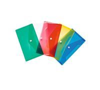 HERMA 20031 Lot de 5 porte-documents DIN long transparents et colorés - Petites pochettes transparentes avec bouton pression - Enveloppes en plastique pour l'école, l'université, le bureau, les