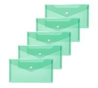 HERMA 20034 Lot de 5 porte-documents DIN long vert transparent avec bouton pression - Enveloppes en plastique pour l'école, l'université, le bureau, les voyages